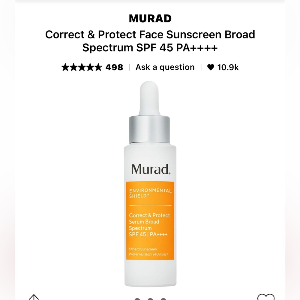 Murad correct & protect face sunscreen broad spectrum SPF 45 PA++++